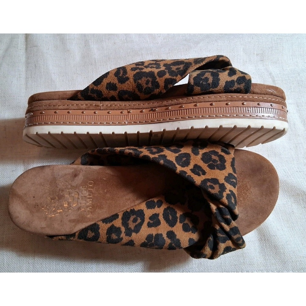 Vince Camuto Rareden Sandals Women's 7.5 M Brown Leopard Suede
